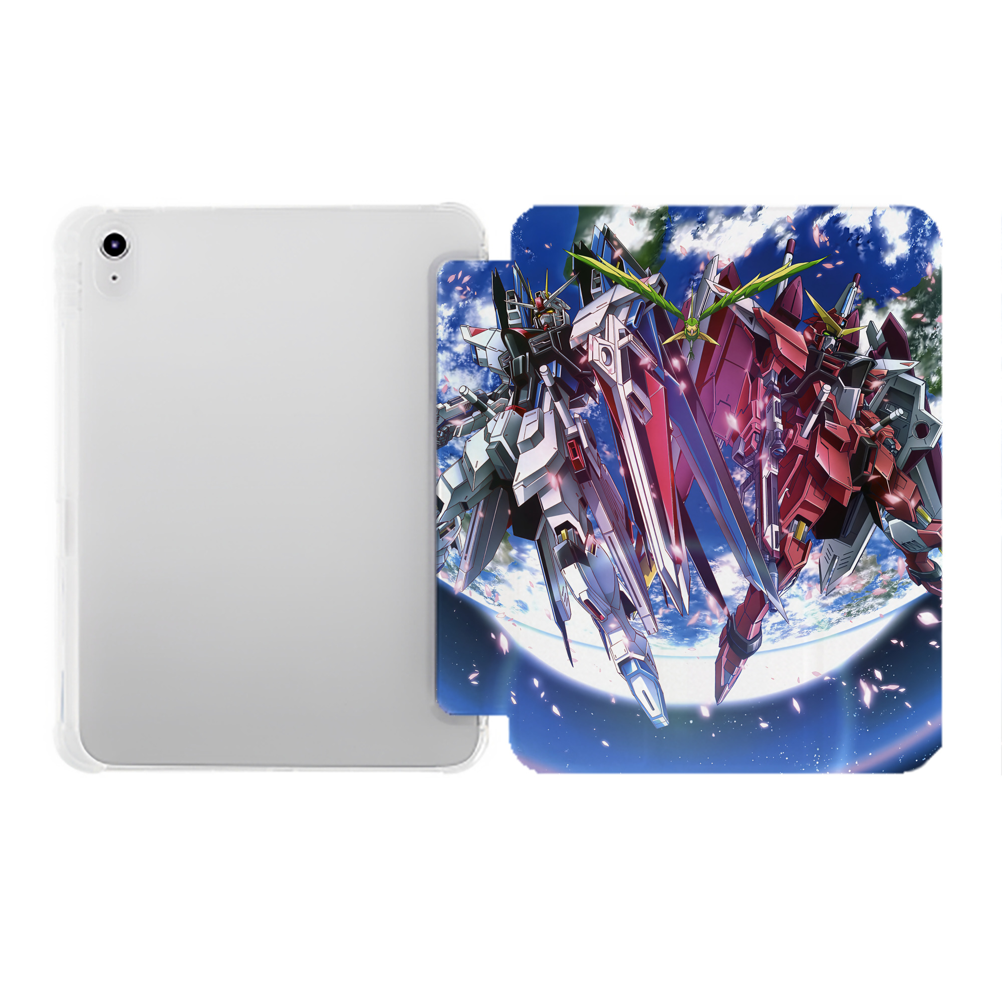 （画像用） 機動戦士ガンダム Mobile Suit Gundam IPad ケース ペン収納付き 三つ折りスタンド PUレザー×シリコン 対応機種9.5/10.5/10.9インチ